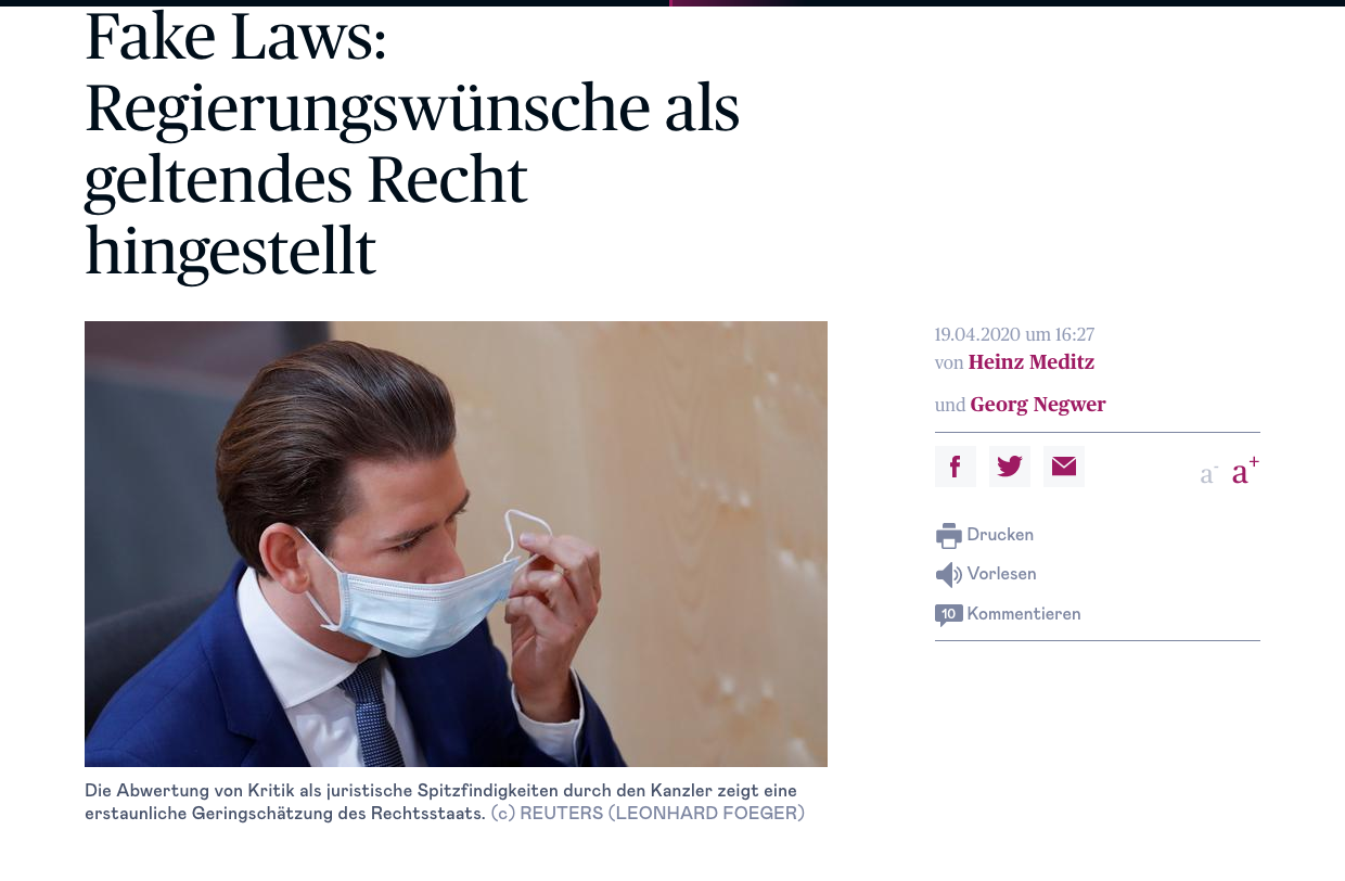 Screenshot der Webseite diepresse.com