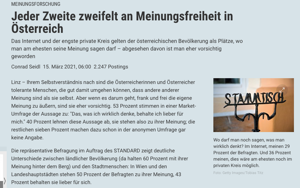 Screenshot der Webseite derstandard.at