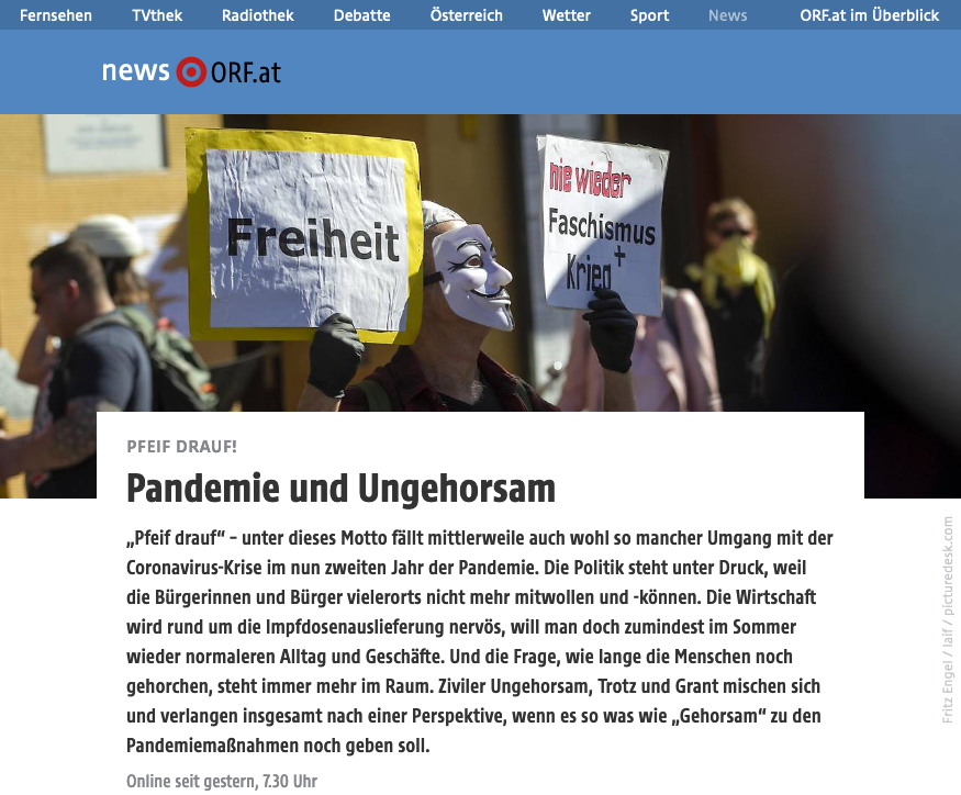 Screenshot der Seite orf.at