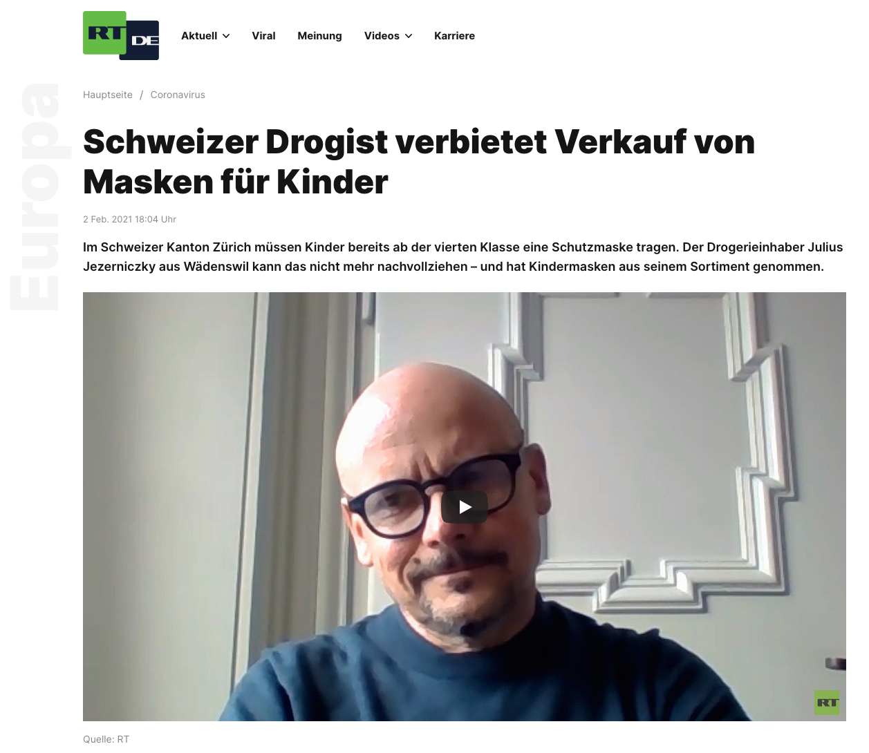 Screenshot der Seite rt.com