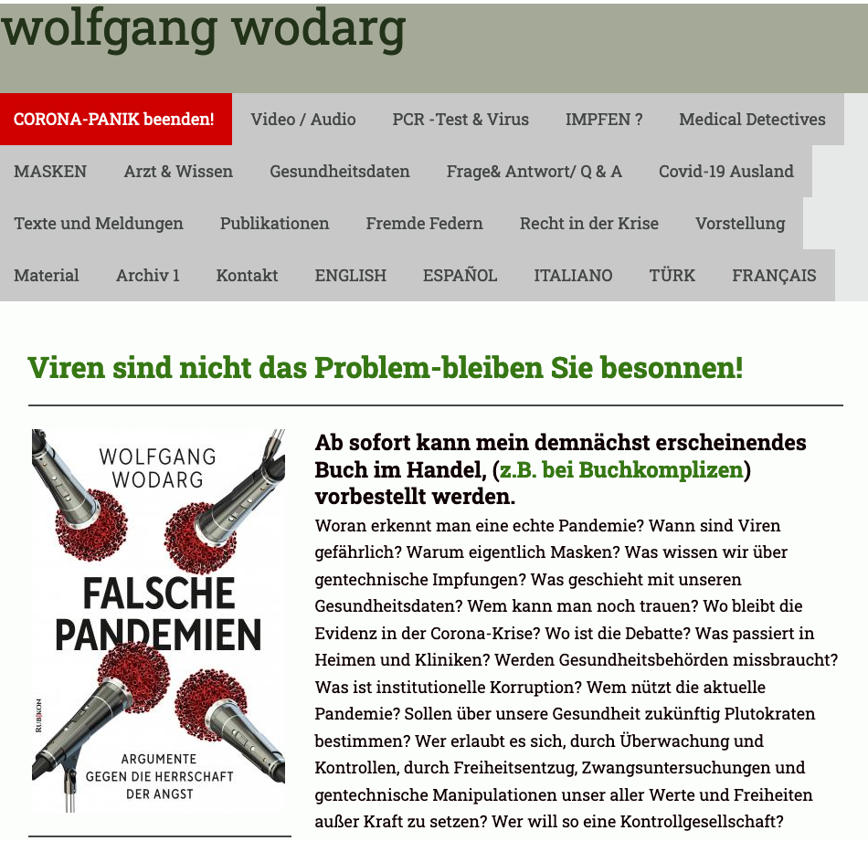 Screenshot der Seite wodarg.com