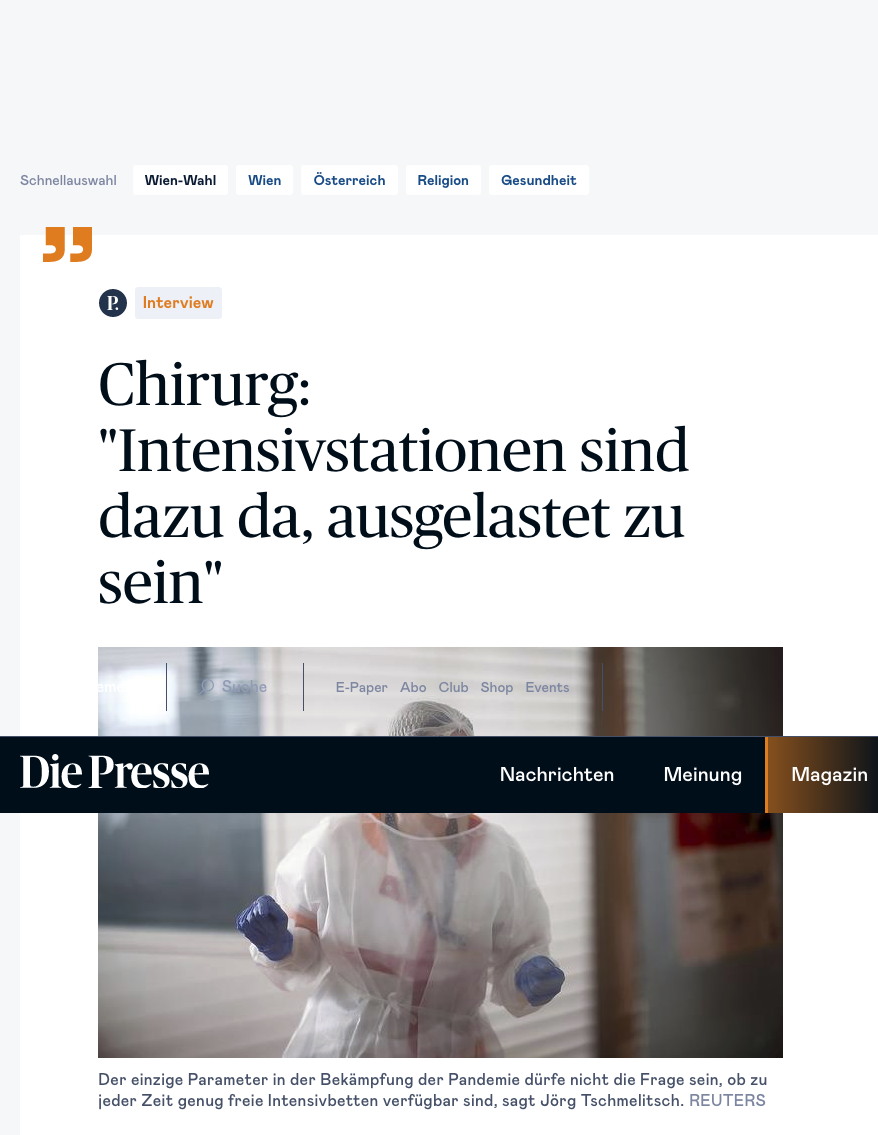 Screenshot der Seite diepresse.com