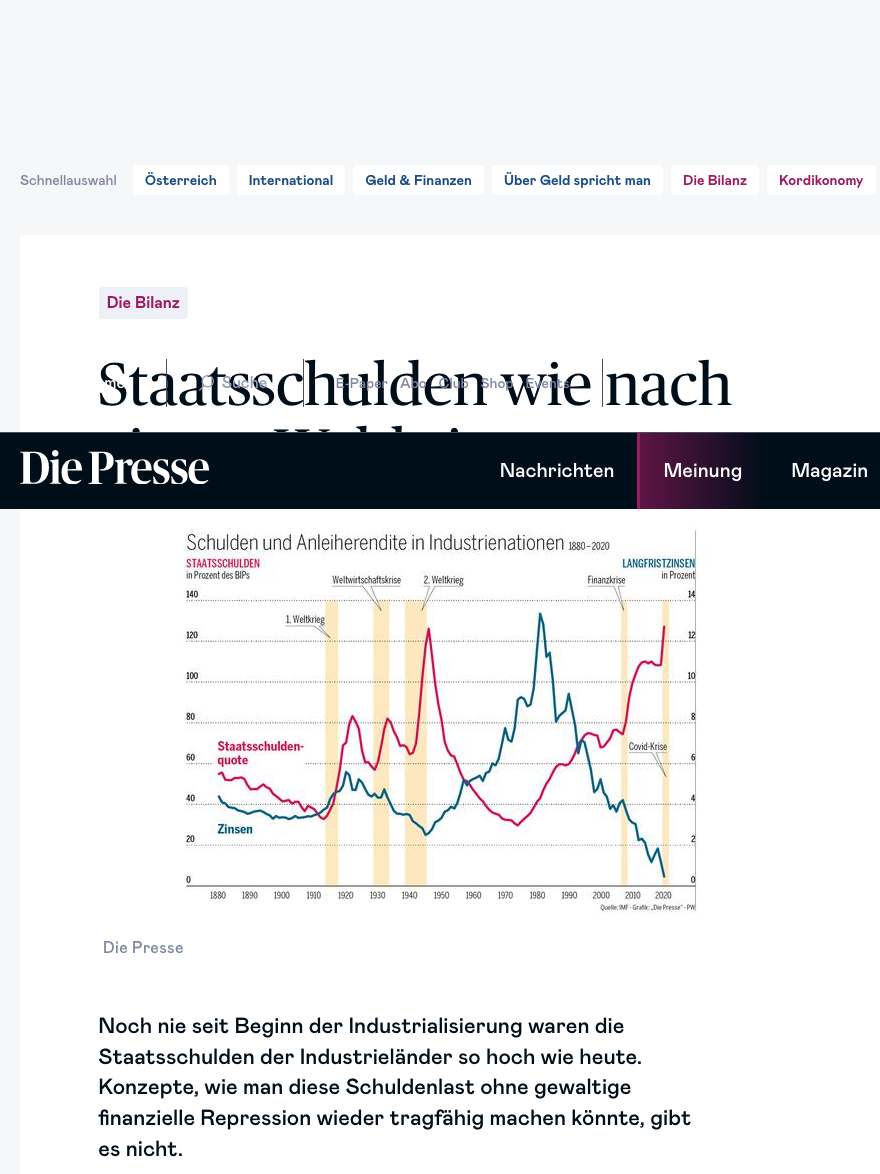 Screenshot der Seite diepresse.com