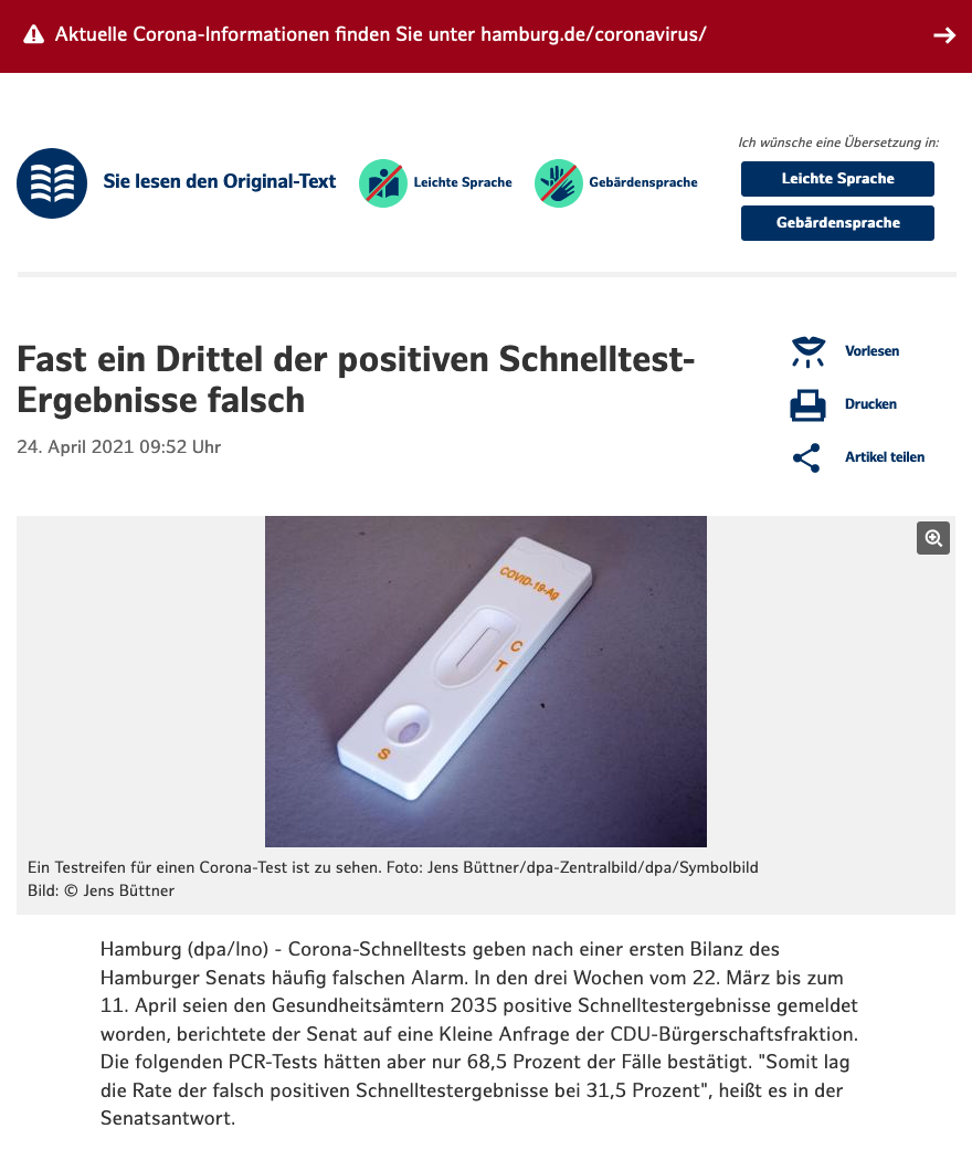 Screenshot der Seite hamburg.de