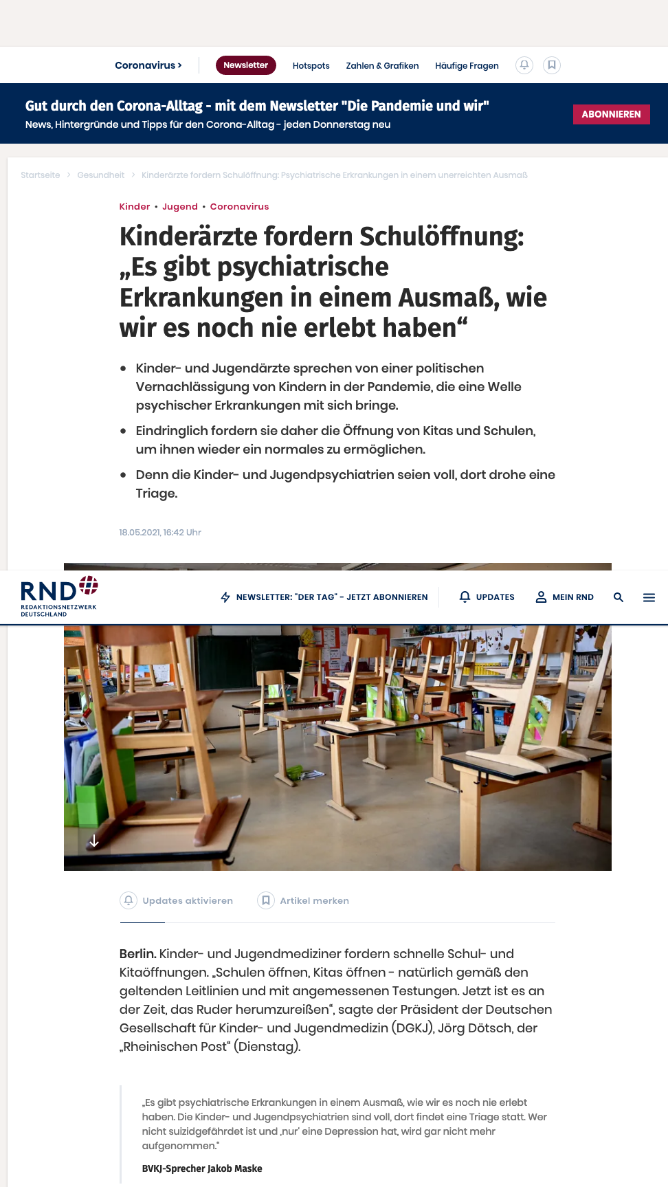 Screenshot der Seite rnd.de